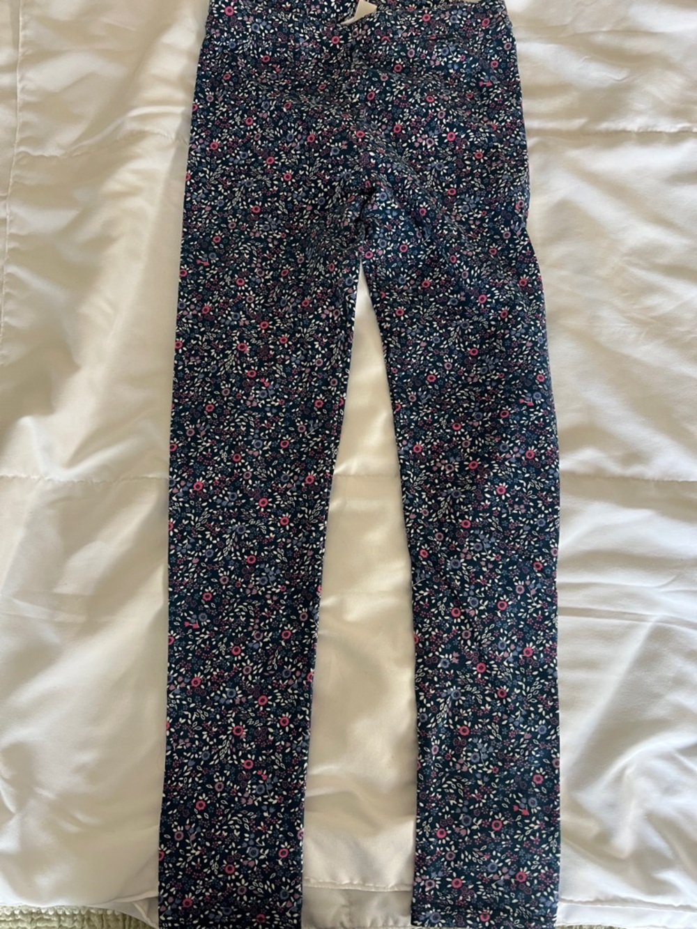 Crewcuts Girls Navy Floral Leggings with Pink and White Accents